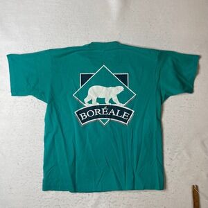 Vintage Boreale Beer Polar Bear T Shirt XL Teal Fruit of the Loom Made in Canada